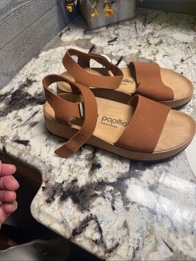 Papillio  Tan Leather Platform Sandals